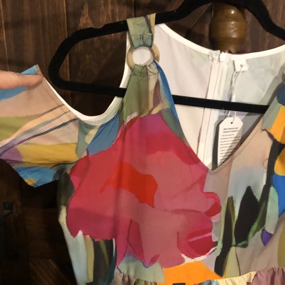 Multicolor Floral Cold-Shoulder Jumpsuit - Picture 5 of 6